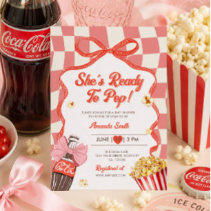 She's Ready To Pop Soda Cola Pink Baby Shower Invitation