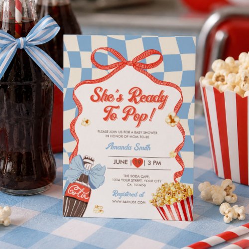 She's Ready To Pop Soda Cola Retro Baby Shower Invitation