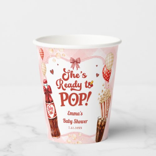 She's Ready to Pop Soda Gingham Baby Shower Paper Cups