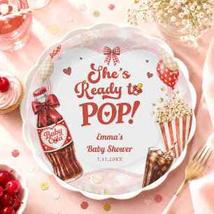 She's Ready to Pop Soda Gingham Baby Shower Paper Plates