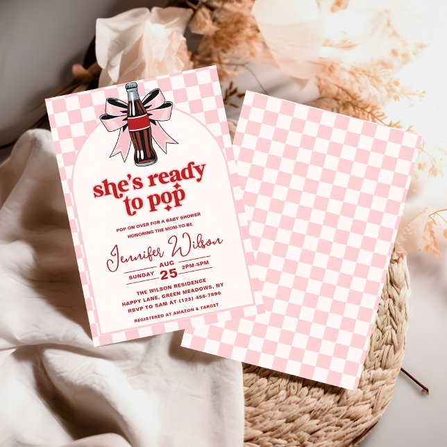 She's Ready to Pop Soda pink Baby Shower Invitation (Creator Uploaded)