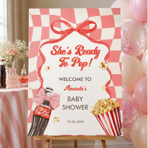 She's Ready To Pop Soda Pink Baby Shower Welcome Foam Board
