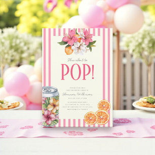 She's Ready to Pop Tropical Floral Citrus Invitation