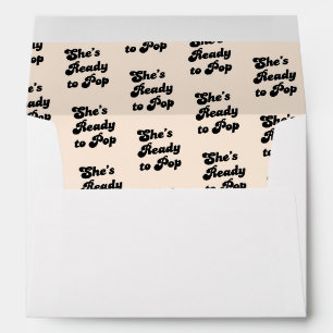 She's Ready to Pop Typography Pattern Black Cream Envelope