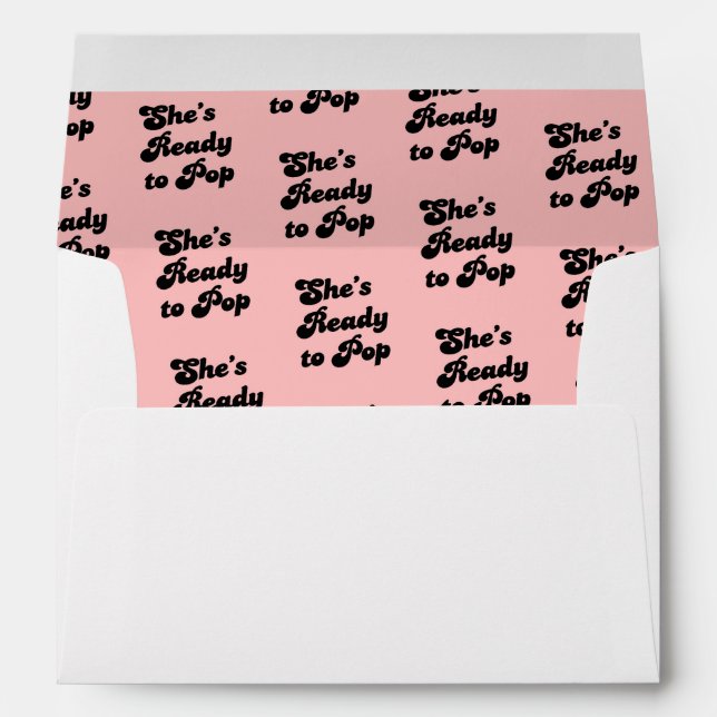She's Ready to Pop Typography Pattern Black Pink Envelope (Back (Bottom))