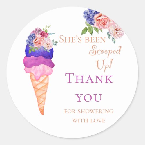 Shes Scooped Up Ice Cream Bridal Shower Thank you Classic Round Sticker