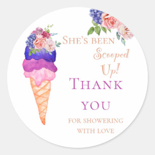 She's Scooped Up Ice Cream Bridal Shower Thank you Classic Round Sticker