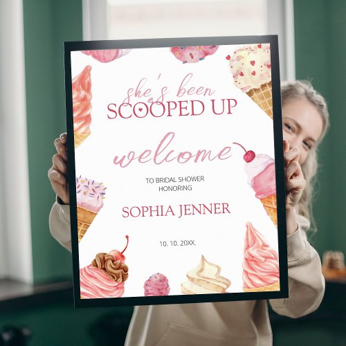 Shes Scooped Up Ice Cream Bridal Shower Welcome Poster