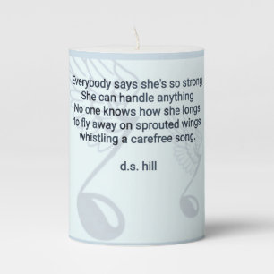 "She's so Strong" poem on candle