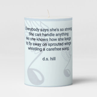 "She's so Strong" poem on candle