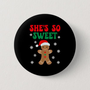 She's So Sweet Funny Gingerbread Couples Christmas Button