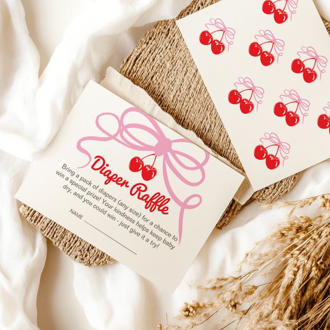 Shes the cherry on top baby shower Diaper Raffle Enclosure Card (Creator Uploaded)