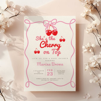 She's the cherry on top baby shower invitation