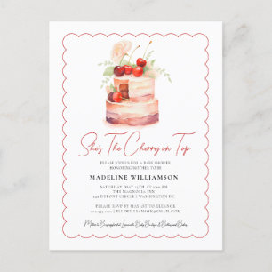 She's the Cherry on Top Baby Shower Invitation Postcard