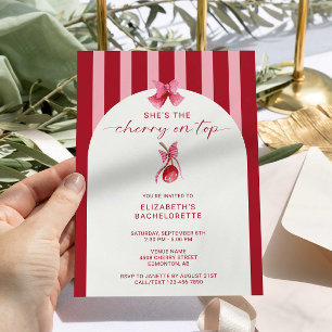 She's the Cherry on Top Bachelorette Party Invitation