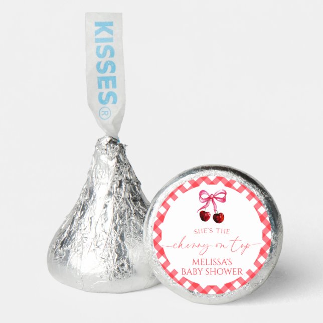She's The Cherry On Top Bow Cherry Baby Shower Hershey®'s Kisses® (Front)