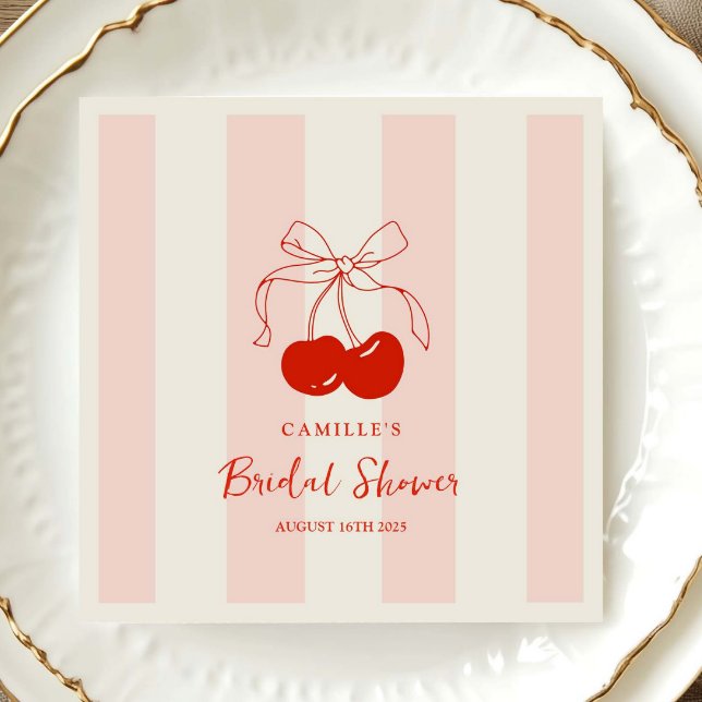 She's the Cherry on Top Bridal Shower Napkins (Creator Uploaded)
