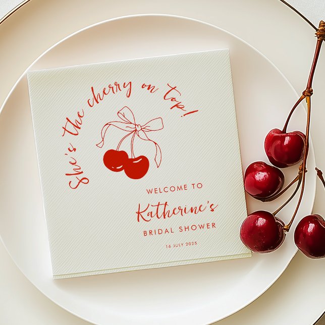 She's the Cherry on Top Bridal Shower Napkins (Creator Uploaded)
