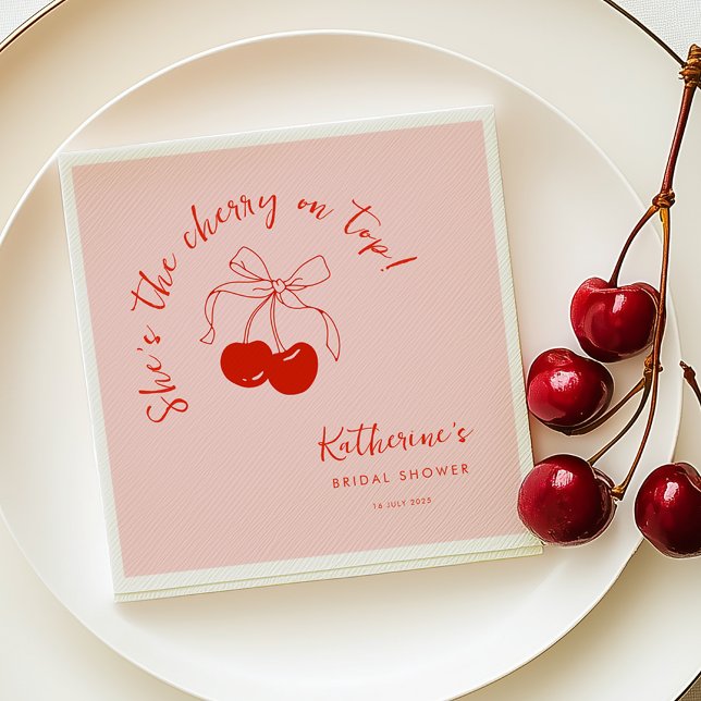 She's the Cherry on Top Bridal Shower Napkins (Creator Uploaded)