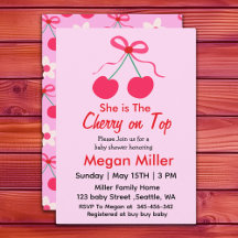 She's The Cherry on Top Coquette Girl Baby Shower