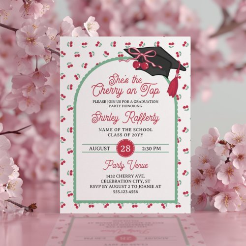 She's the Cherry on Top Graduation Party Invitation