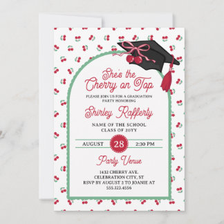 She's the Cherry on Top Graduation Party Photo Invitation