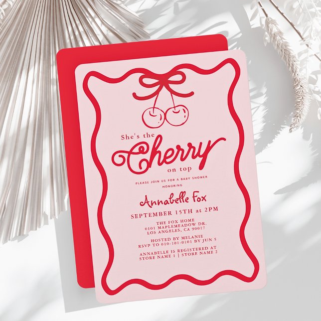 She's the Cherry on Top Hand-drawn Baby Shower Invitation (Creator Uploaded)
