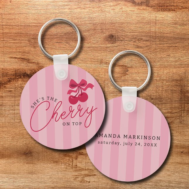 She's the Cherry on Top Pink Baby Shower Keychain (Creator Uploaded)