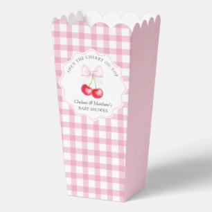 She's The Cherry On Top Pink Bow Baby Shower Favor Boxes