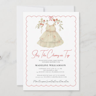 She's the Cherry on Top Watercolor Baby Shower Invitation