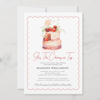 She's the Cherry on Top Watercolor Baby Shower Invitation
