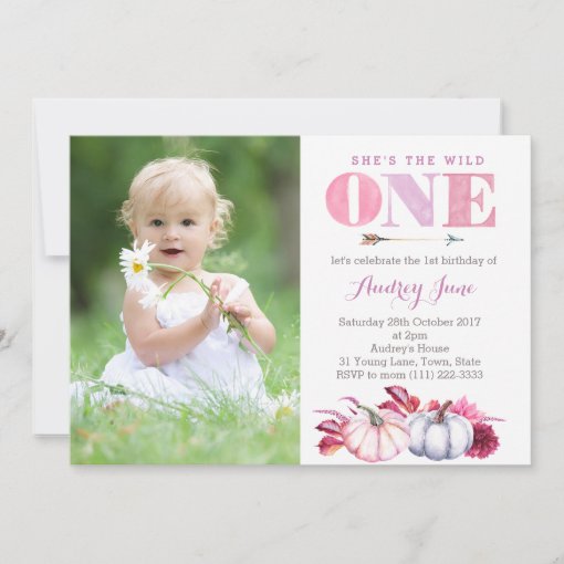 She's the wild ONE 1st Birthday Party, Fall Party Invitation | Zazzle