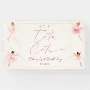 She's Tutu Cute Pink Ballerina 2nd Birthday Party Banner