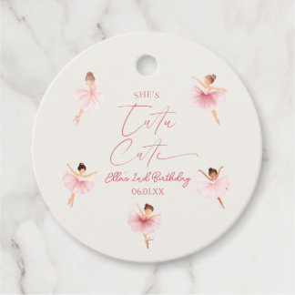 She's Tutu Cute Pink Ballerina 2nd Birthday Party Favor Tags