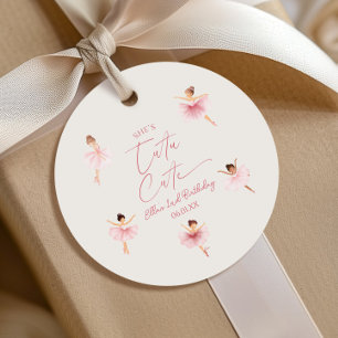 She's Tutu Cute Pink Ballerina 2nd Birthday Party Favor Tags