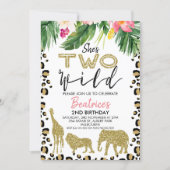 She's Two Wild Second Birthday Invitation (Front)