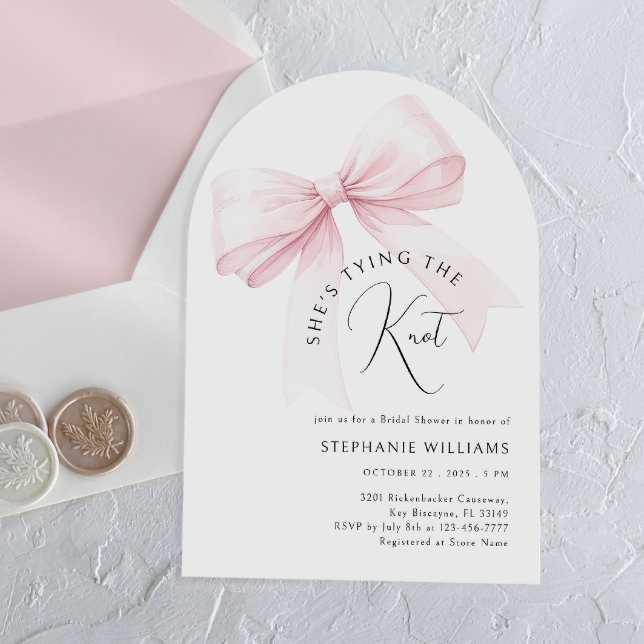 She's Tying the Knot Arch Bridal Shower Invitation (Creator Uploaded)