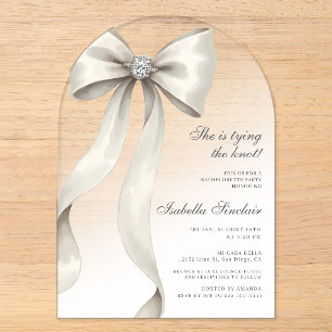 She's Tying The Knot Bachelorette Arched Acrylic Invitations