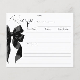 She's Tying the Knot Black Bow Bridal Recipe Card
