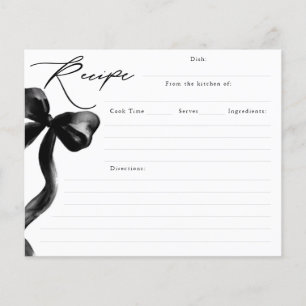 She's Tying the Knot Black Bow Bridal Recipe Card