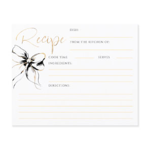 She's Tying the Knot Black Bow Bridal Recipe Card