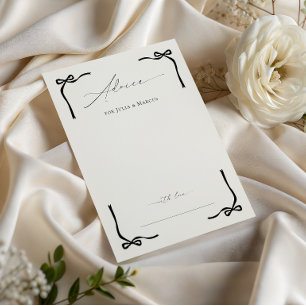 She's Tying The Knot Black Bow Bridal Shower Advice Card