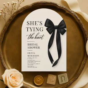 She's Tying The Knot Black Bow Bridal Shower  Invitation