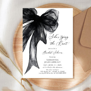 She's Tying The Knot Black Bow Bridal Shower Invitation