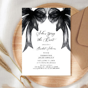 She's Tying The Knot Black Bow Bridal Shower Invitation