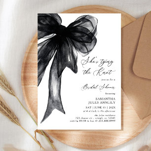 She's Tying The Knot Black Bow Bridal Shower Invitation