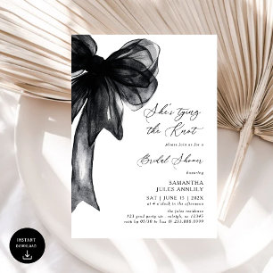 She's Tying The Knot Black Bow Bridal Shower Invitation