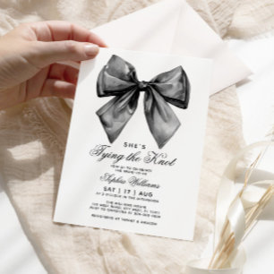 She's Tying The Knot Black Bow Bridal Shower Invitation
