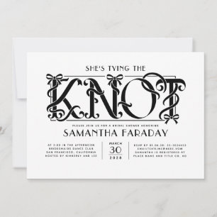 She's Tying The Knot Black Bow Bridal Shower Invitation