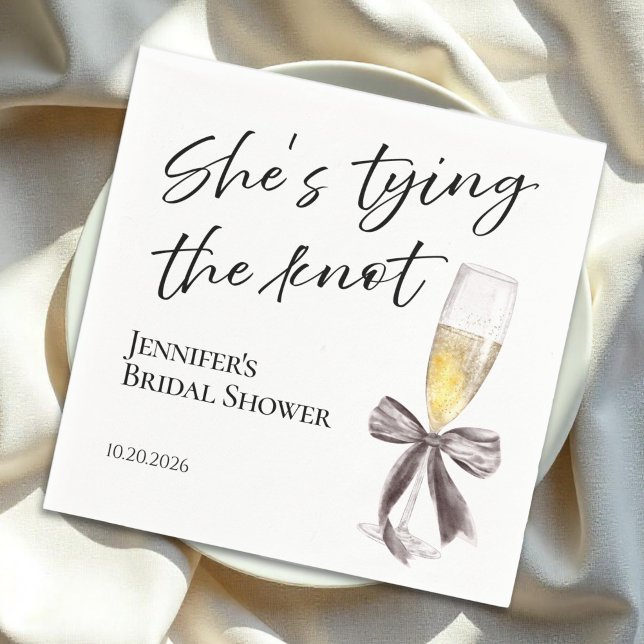 She's Tying the Knot | Black Bow Bridal Shower Napkins (Creator Uploaded)
